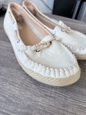 Women’s cream off White Espadrille Moccasin Slip-Ons